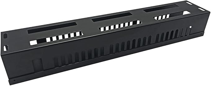 Monoprice 2U Metal Rackmount Cable Management Panel - 1.58 Feet - Black, Protects Cables, Promotes Good Airflow, Easy Grouping of Cables, Cable Organization