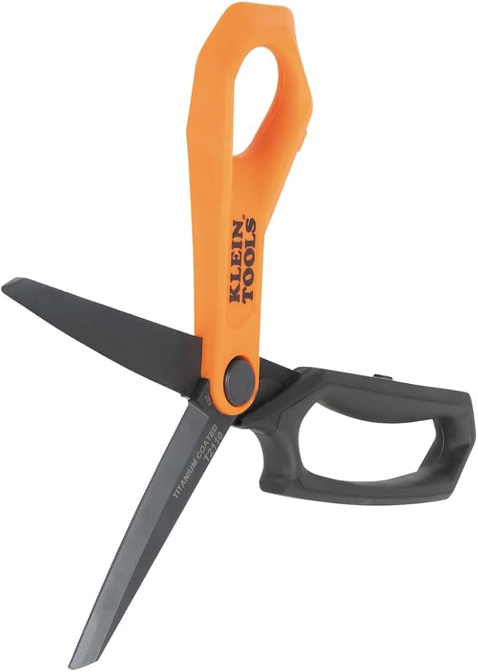 Klein Tools T2110 Titanium-Coated Professional Scissors, Stainless Steel Shears for Cutting Sheet Metal, Leather, and Heavy-Duty Materials, 10-Inch