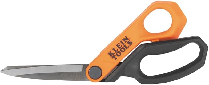 Klein Tools B2110 Heavy Duty Scissors, Multipurpose Offset Utility Shears for Cutting Cardboard, Leather, Carpet and More, Stainless Steel, 10-Inch