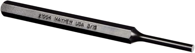 Mayhew Tools 21004 SAE Pin Punch, 3/16 x 1.25" Pin, 5-1/4" OAL x 5/16" Body, Black Oxide Finish