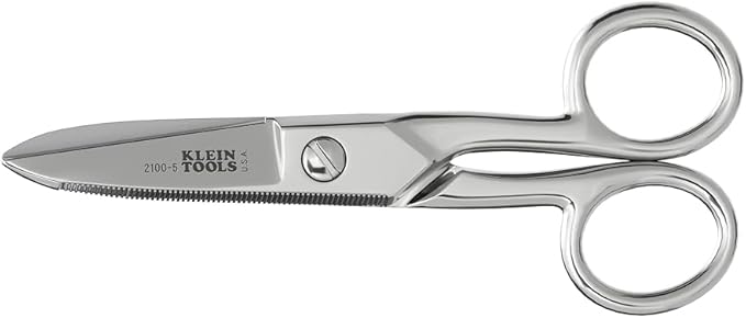 Klein Tools 2100-5 Electrician Scissors, Made in USA, 5.25-Inch Compact Scissors for Heavy-Duty Cutting and Low Voltage Work, Multi-Purpose