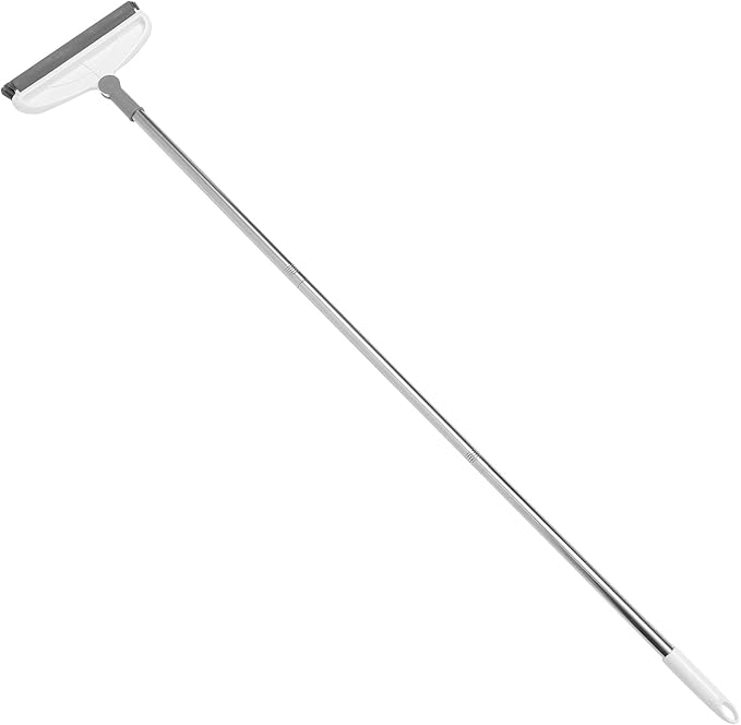 GALPADA Shower Floor Brush with Long Handle 126Cm, Stiff Bristle Scrubbing Brush for Bathroom Tile Grout and Toilet Cleaning, Gray-White Floor Scrubber for Indoor Shower and Kitchen Use
