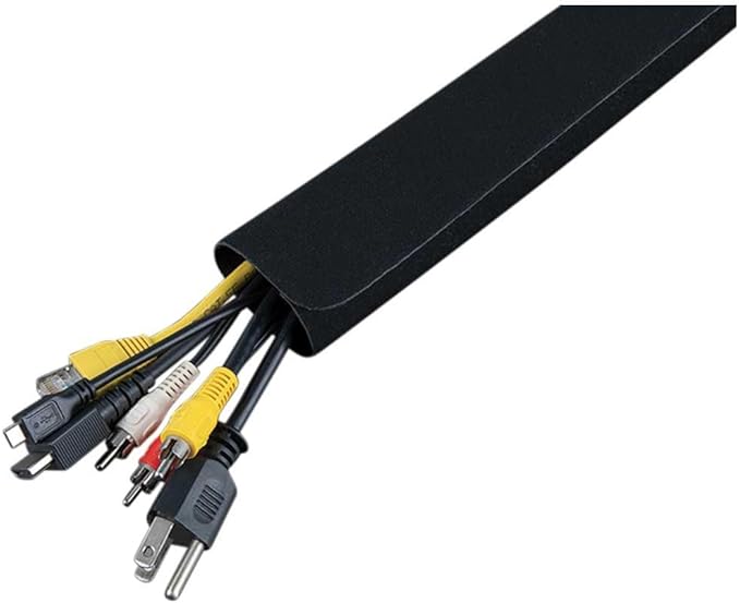 Klein Tools 450-320 Cable Management Sleeve, Cord Management for Home, Office or Job, 1-1/4-Inch Max Diameter, 3-Foot Length, Black, 2-Pack