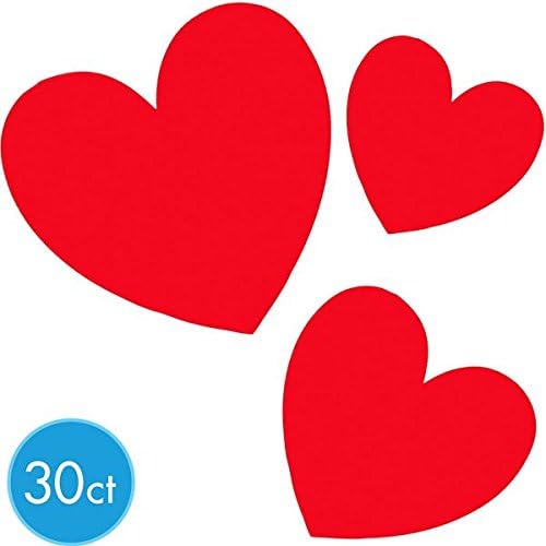 Red Paper Heart Mega Value Pack Cutouts - 5", 7", 12" (30 Pc) Vibrant Decorations for Weddings, Valentine's Day & Crafts