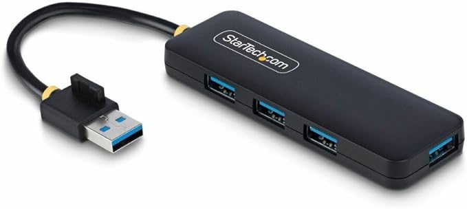 StarTech.com 4-Port USB-A Hub, USB 3.0 (5Gbps) Data Transfer, Bus Powered, Travel Mini Hub, Portable Multi-Port USB Splitter, Windows PC, MacBook, iMac, Chromebook, Surface and More