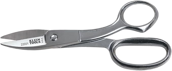 Klein Tools 22001 Scissors, Made in USA, Broad Blade Utility Shear Cuts Anything from Fabric to Cable with Serrated Cutting Blade, 8-Inch