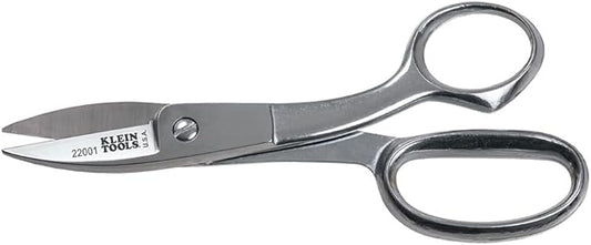Klein Tools 22001 Scissors, Made in USA, Broad Blade Utility Shear Cuts Anything from Fabric to Cable with Serrated Cutting Blade, 8-Inch