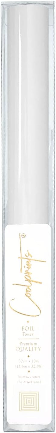 Coolprints Foil for Laminator and Laser Printer, Foil for Toner, Special Colors, Roll of 12.6 Inches x 32.8 Feet (White)