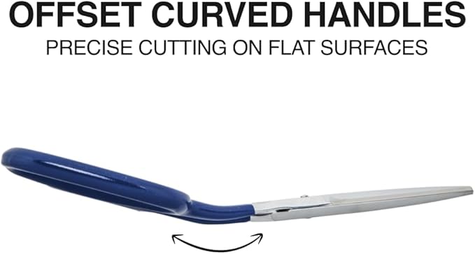 Klein Tools G718LRC Heavy-Duty Carpet Shear, Made in USA, 9-Inch Nickel-Plated Scissors with Offset Curved Handles, Carpet Installation, Fabric, Upholstery, Professional or DIY Usage