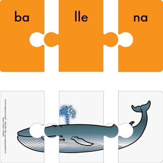 Really Good Stuff - Spanish Syllable Puzzles - 40 Puzzles - 2, 3, 4, and 5-Syllable Words - Includes Storage Box - Teaching Guide