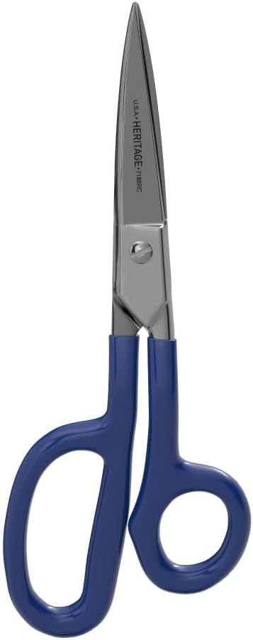 Klein Tools G718LRC Heavy-Duty Carpet Shear, Made in USA, 9-Inch Nickel-Plated Scissors with Offset Curved Handles, Carpet Installation, Fabric, Upholstery, Professional or DIY Usage