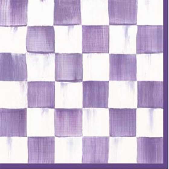 MACKENZIE-CHILDS Pack of 20 Cocktail Paper Napkins, Decorative Napkins for Parties, Purple-and-White Violet Check