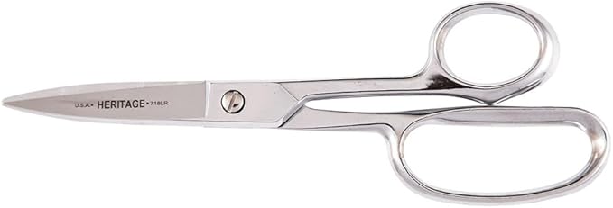 Klein Tools 718LR Scissors, Made in USA, Heavy Duty Shear Cuts Fabric, Rubber, Poultry, Light Metal, and More, High-Leverage, Ergonomic Snips, 8-5/8-Inch