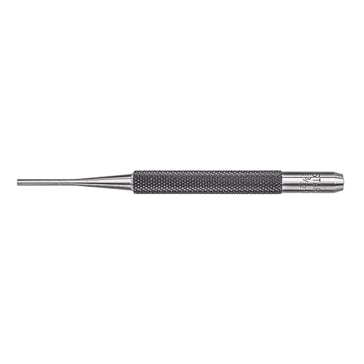 Starrett Drive Pin Punch with Knurled Grip for Driving Pins Into or Out of a Workpiece - Hardened and Tempered Steel, 4" Length, 3/32" Punch Diameter - 565B