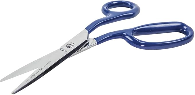 Klein Tools G718LRCB Scissors, Made in USA, Heavy Duty Carpet Shear with Large Ring, Curved Handles and Blunt Tips for Trimming Carpet Pile, 9-Inch