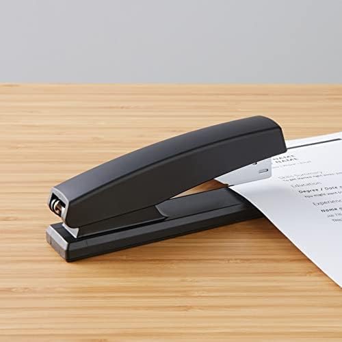 Amazon Basics Office Stapler with 1000 Staples, 25 Sheet Capacity, Non-Slip, Black, Home Office