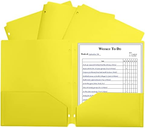 C-Line Two-Pocket Heavyweight Poly Portfolio Folder, 3-Hole Punch, 11 x 8.5, Yellow, 25/Box