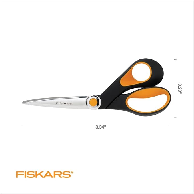 Fiskars RazorEdge Fabric Scissors - 8" Heavy Duty Fabric Shears with Softgrip Ergonomic Handle, Stainless Steel Blades