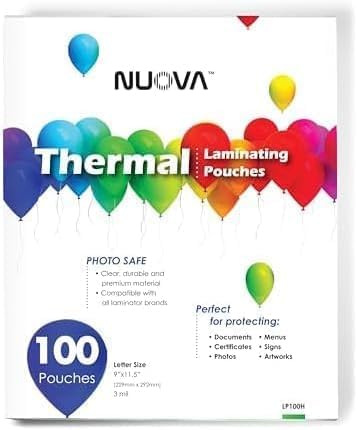 Nuova Premium Thermal Laminating Pouches 9" x 11.5", Letter Size, 3 mil, (LP100H) (Pack of 1000)