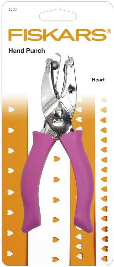 Fiskars Heart Shape Craft Hole Punch - Handheld Paper 1/4" Single Hole Punch with Cushioned Grip - Scrapbooking and Greeting Card Arts Tool