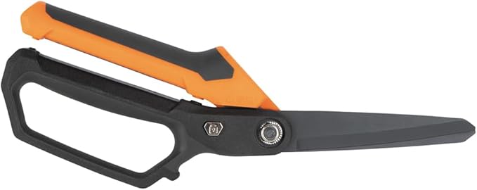 Klein Tools T2111 Titanium-Coated Professional Scissors, High Leverage Stainless Steel Shears, Serrated Blades, Cuts Heavy Duty Material, 10-Inch