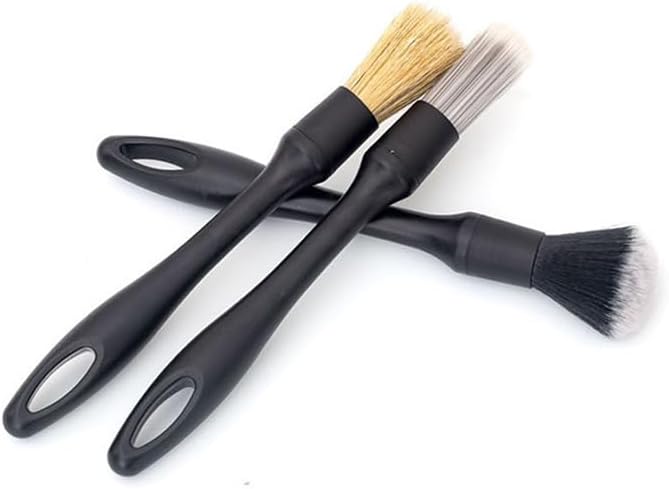 3pcs car Detailing kit-1pcs Boars Hair Car Detailing Brushes,1pcs Ultra Soft No Scratch Detailing Brush for Air Vent,Leather Seat 1pcs Detail Brushes car Detailing for Interior Exterior