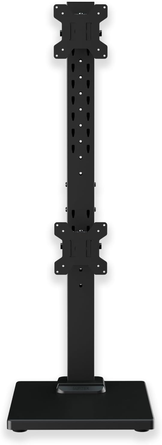 Suptek Dual Monitor Stand with Base Vertical Stack Screen Free-Standing Monitor Riser Fits Two Screen Max 36" & One Screen Max 43" with Swivel, Tilt, Height Adjustable,50,75 and 100mm Vesa Base Stand