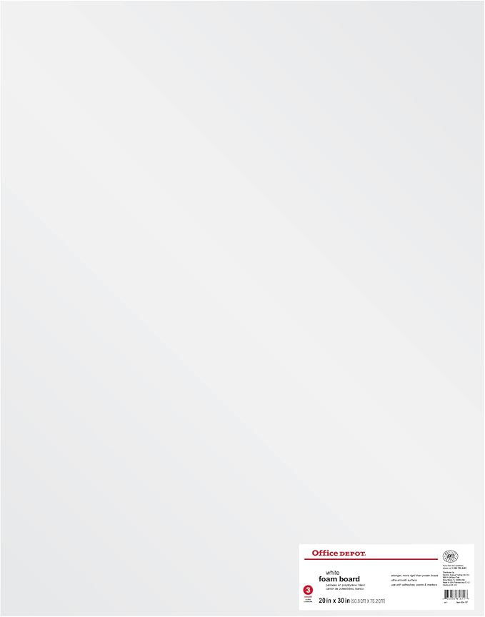 Office Depot Foam Boards, 20in. x 30in., White, Pack of 3, 26811