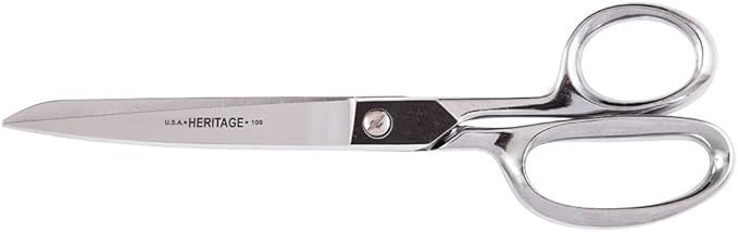 Klein Tools G109HC Scissors, Made in USA, Straight Trimmer with Blunt Tips for Cutting Fabric, Canvas, Felt, Silk, Cord, and More, 9-Inch
