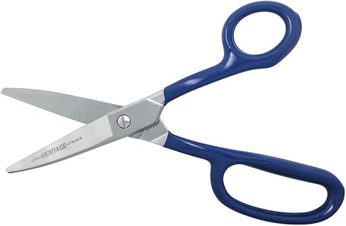 Klein Tools G718LRCB Scissors, Made in USA, Heavy Duty Carpet Shear with Large Ring, Curved Handles and Blunt Tips for Trimming Carpet Pile, 9-Inch