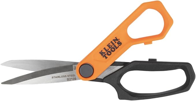 Klein Tools B2109 Heavy Duty Scissors, Multipurpose Utility Shears for Cutting Fabric, Cardboard, Plastic, Metal and More, Stainless Steel, 9-Inch