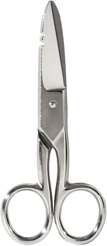 Klein Tools 46037 Cable Splicer's Kit with Electricans Scissors, Cable Splicer Knife and 2-Pocket Lather Pouch, Scissors with Wire Stripping Notches Strips 19 and 23 AWG Wire, 3-Piece