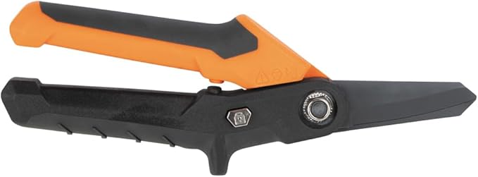 Klein Tools T2107 Titanium Coated Utility Scissors, Compact, Stainless Steel Shears, Serrated Blades, Cuts Heavy-Duty Materials, 7-Inch