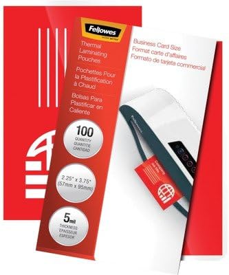 Fellowes : Laminating Pouches, 5 Mil, 2-1/4 x 3-3/4, 100/pack -:- Sold as 2 Packs of - 100 - / - Total of 200 Each