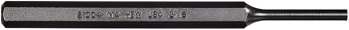 Mayhew Tools 21004 SAE Pin Punch, 3/16 x 1.25" Pin, 5-1/4" OAL x 5/16" Body, Black Oxide Finish