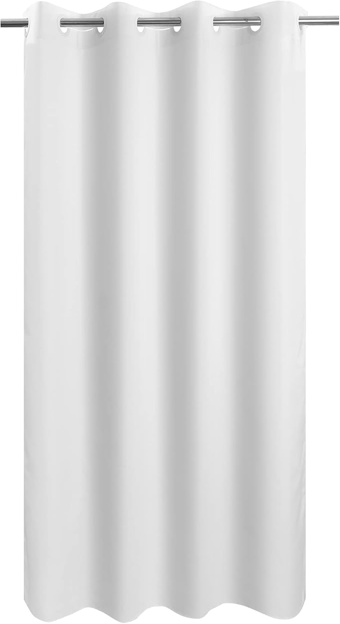 River Dream No Hook Microfiber Shower Curtain 54" Wide - Soft Stall Size Hotel Style Fabric Shower Curtain for Bathroom, Waterproof & Machine Washable, White, 54x74