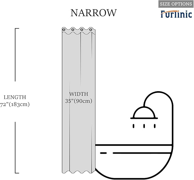 Furlinic Navy Blue Shower Curtain Liner Fabric Waterproof Shower Stall Curtains with Weighted Bottom for Bathroom RV Hotel,36x72 Inch.