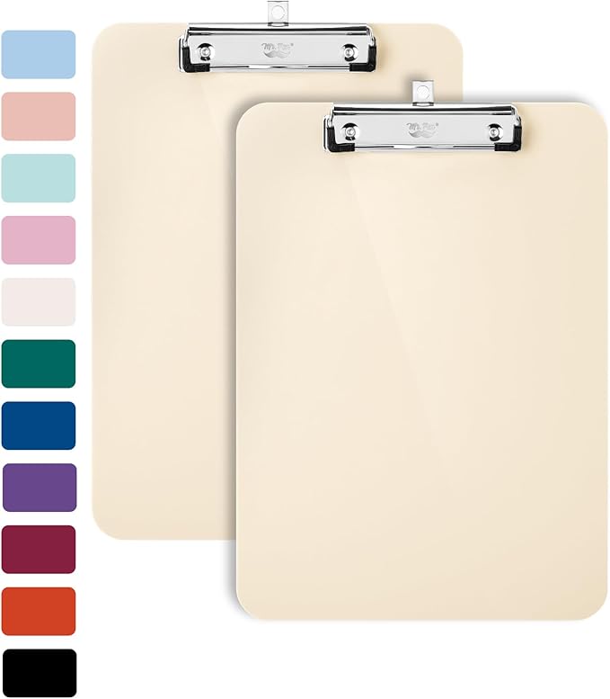 Mr. Pen- Plastic Clipboard, 12.5" x 9", 2 Pack, Clipboard Plastic, Low-Profile Metal Clip with Retractable Hanging Hole