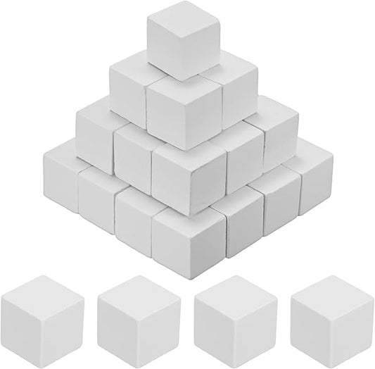 50-Pack DIY Wooden Cube, 1 Inch(2.5 Cm) Colored Natural Wood Blocks for Crafts Making Puzzle Games/Wedding/Home Decor/Dice/Building, Square Blank Block [White]