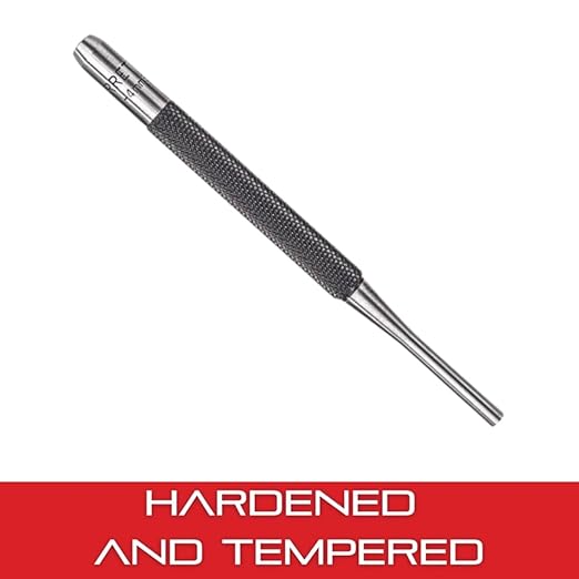 Starrett Drive Pin Punch with Knurled Grip for Driving Pins Into or Out of a Workpiece - Hardened and Tempered Steel, 4" Length, 5/32" Punch Diameter - 565D