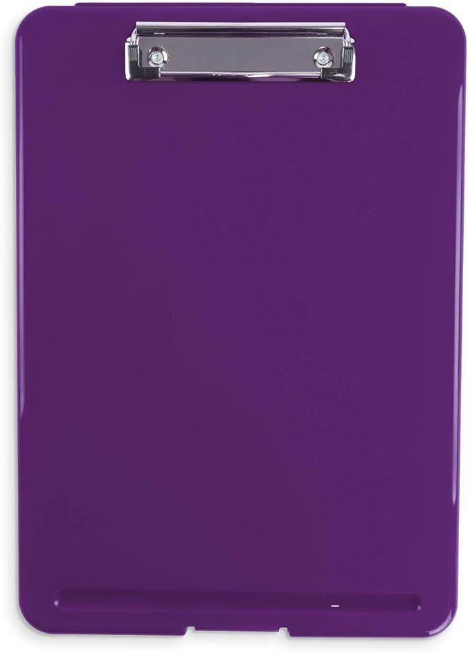 Clipboard with Storage Slim Folding for Nursing, Teachers, Coaches & Office, Plastic Heavy Duty with Pen Holder (9.5” x 13.5”) (Purple)