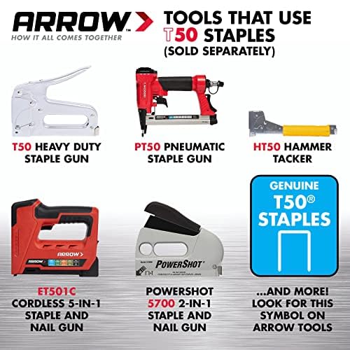 Arrow 508IP Heavy Duty T50 1/2-Inch Staples for Upholstery, Construction, Furniture, Crafts, 5000-Pack