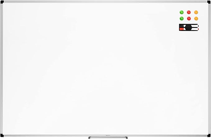 Amazon Basics Large Magnetic Dry Erase Whiteboard with Aluminum Frame, Pen Tray, Wall Mountable, 35.4" x 23.6", for School, Classroom, Office & Home