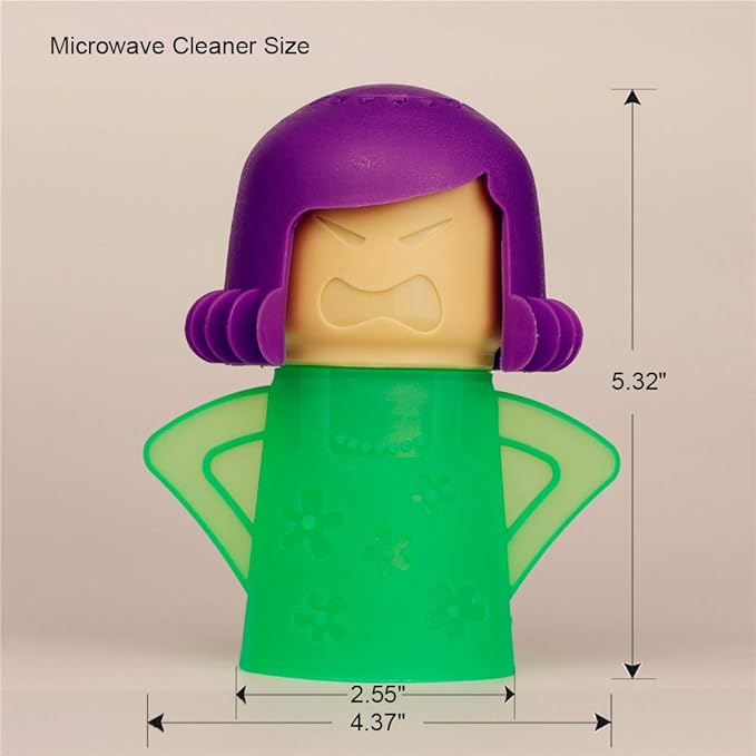Asltw Angry Mama Microwave Oven Cleaner, Fast Action Steam Kitchen Gadget, Just Add Vinegar and Water (Green)