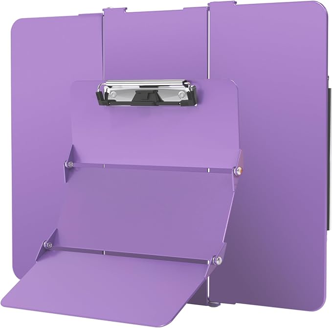 Clipboard Foldable Without Edition Cheat Charts, 3 Layers Aluminum, Nurse Board w/Low Profile Clip&Pen Clip Pocket, Purple