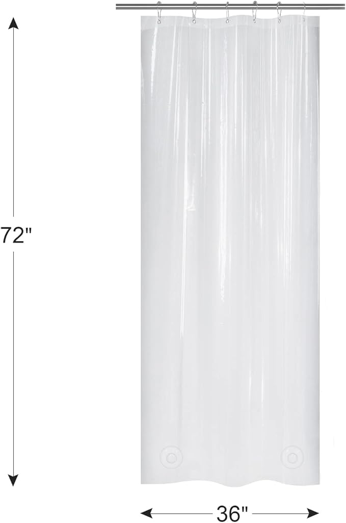 AmazerBath Heavy Duty Stall Shower Curtain Liner 12 Gauge, 36 x 72 Inches Clear Weighted Plastic Shower Liner with 2 Weighted Stones and 6 Rustproof Metal Grommet
