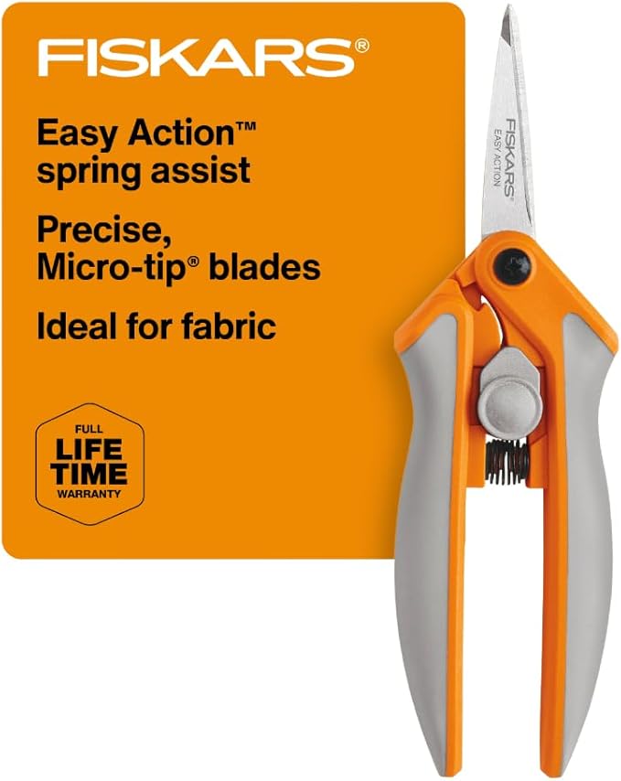 Fiskars RazorEdge Micro-Tip Easy Action Scissors - 6" - Stainless Steel Fabric Scissors - Arts and Crafts - Orange