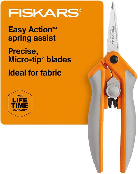 Fiskars RazorEdge Micro-Tip Easy Action Scissors - 6" - Stainless Steel Fabric Scissors - Arts and Crafts - Orange