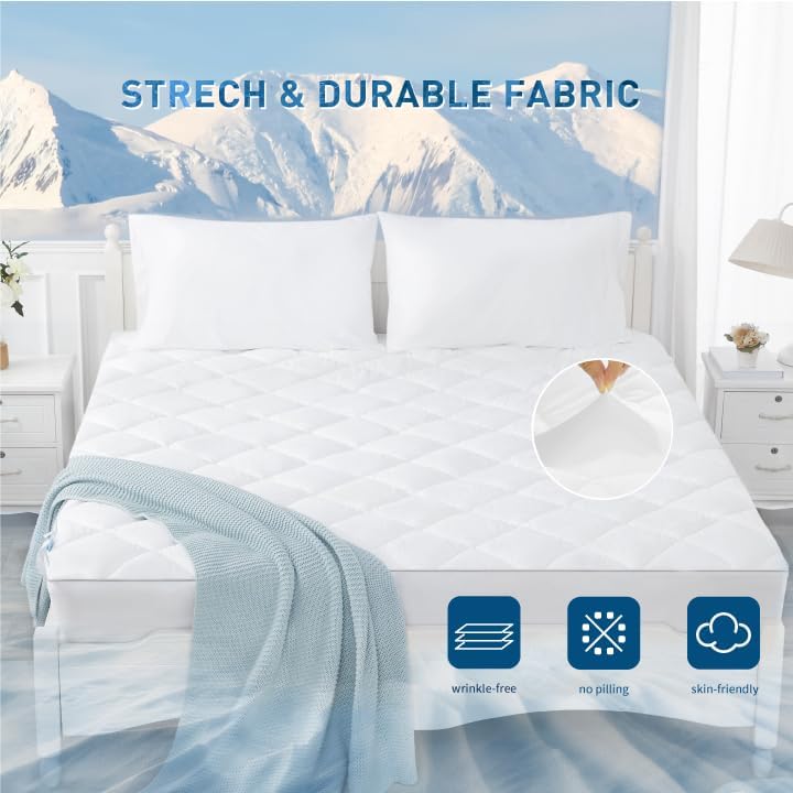 Sunflower Cooling Quilted California King Mattress Protector, Mattress Pad Cal King Chill Soft, Calking Mattress Cover, 18-22" Extra Deep Pocket Thin Version, Machine Washable Durable
