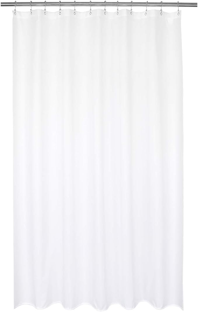 Barossa Design Waterproof Fabric Shower Curtain or Liner Microfiber 72" W x 76" H - Hotel Long Shower Curtain, Machine Washable, White Liner for Bath Tub, 72x76 Inches